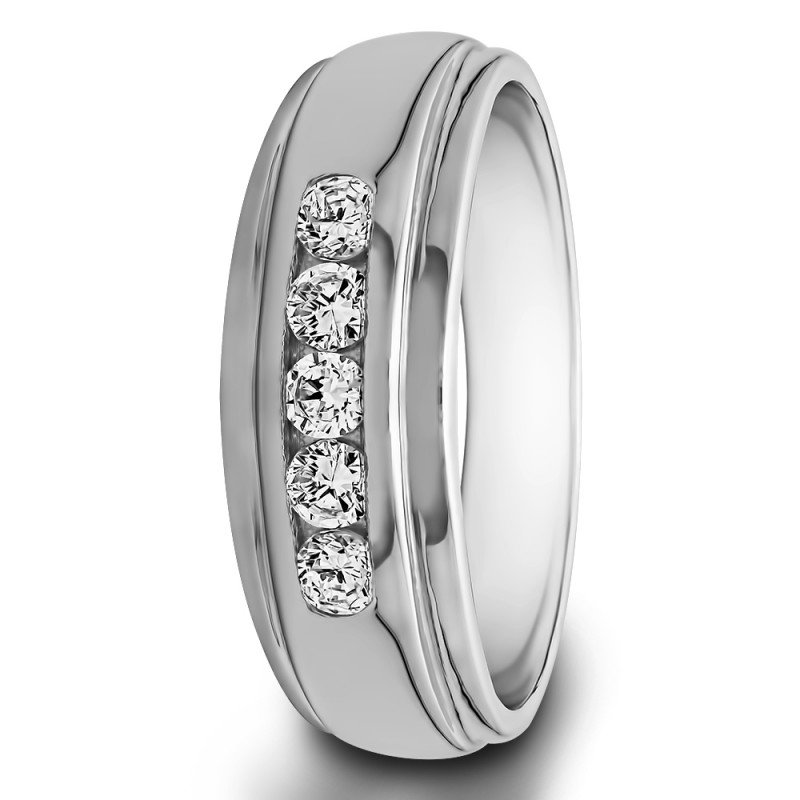 TwoBirch Men's Wedding Rings - 0.5 Ct. Sapphire and Diamond Five Stone ...