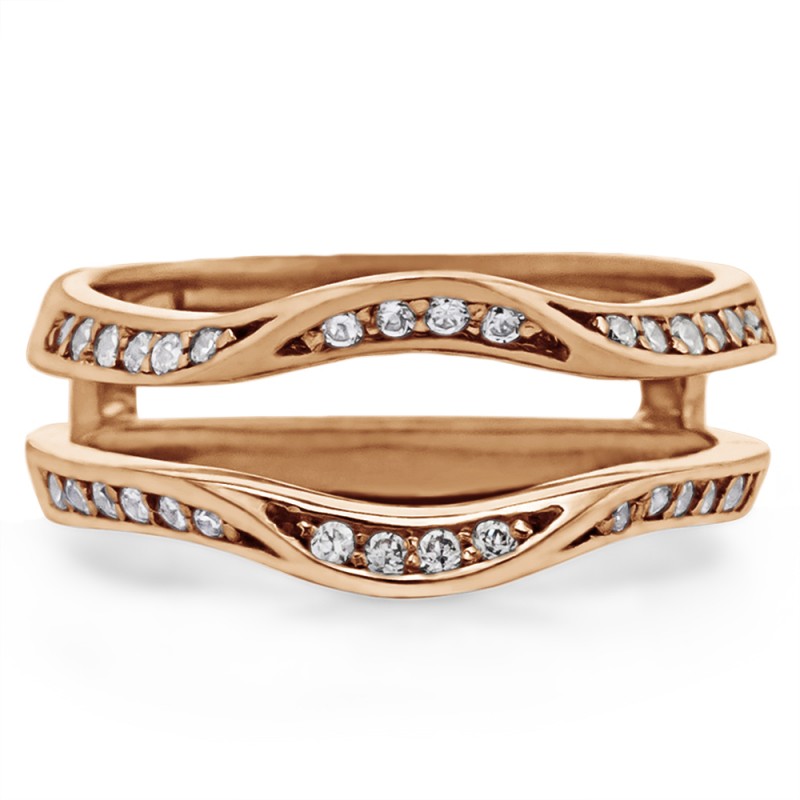TwoBirch Ring Guards - 0.24 Ct. Black and White Stone Criss Cross Infinity Ring  Guard Enhancer in Rose Gold