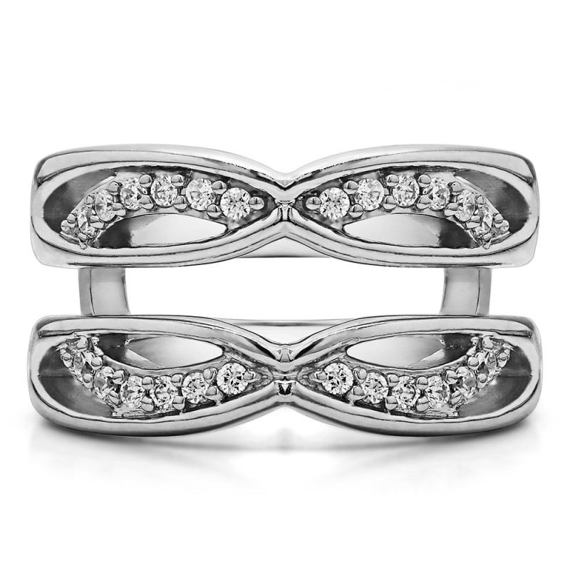 TwoBirch Ring Guards - 0.24 Ct. Black and White Stone Criss Cross Infinity Ring  Guard Enhancer in Rose Gold