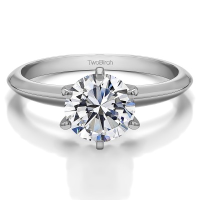 1.50 Carat Six Prong Moissanite Solitaire Engagement Ring