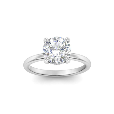 1 Ct Round Lab Diamond & .10 Ctw Diamond Hidden Halo Engagement Ring