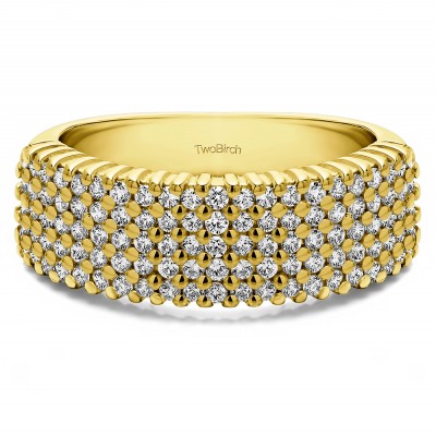 1 Carat Multi Row Common Prong Wedding Ring in Yellow Gold