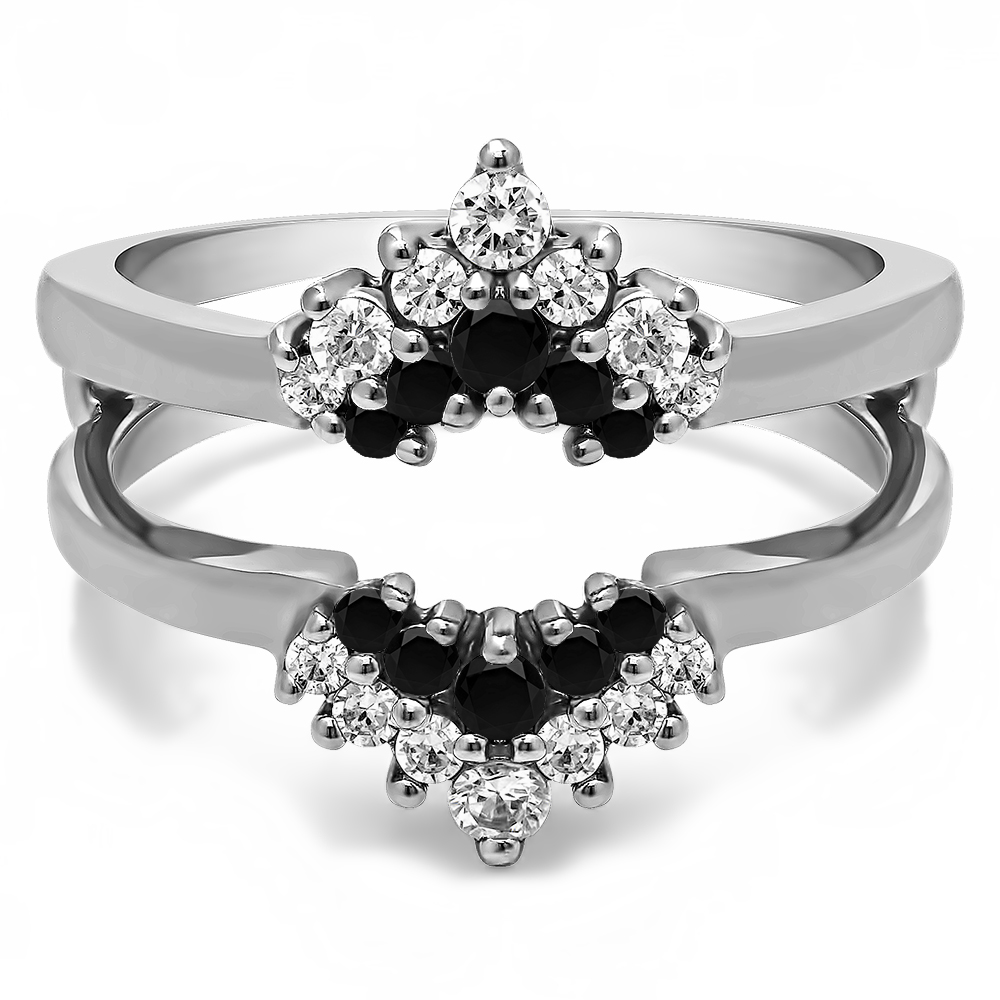 TwoBirch Ring Guards 0.37 Ct. Black and White Stone Double Row Round