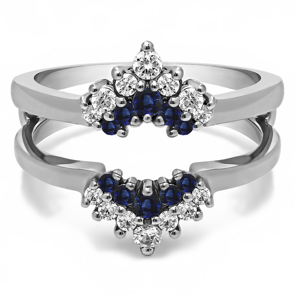 TwoBirch Ring Guards - 0.37 Ct. Sapphire and Diamond Double Row Round ...