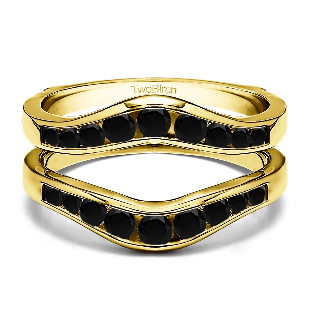 TwoBirch Ring Guards - 0.7 Ct. Black Stone Round Graduated Contour Ring ...