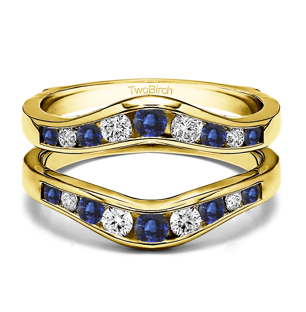 TwoBirch Ring Guards - 0.7 Ct. Sapphire and Diamond Round Graduated