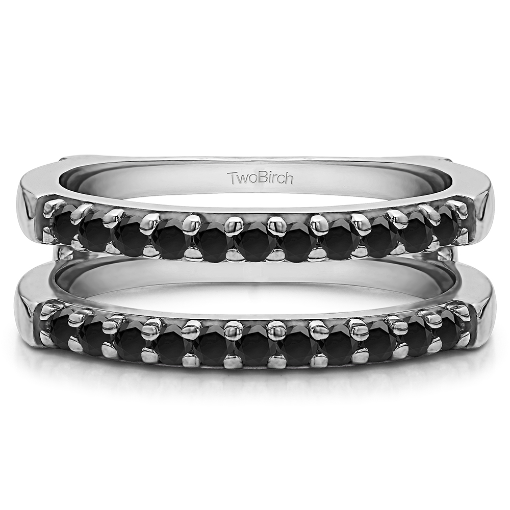 TwoBirch Ring Guards 0.51 Ct. Black Stone Double Shared Prong