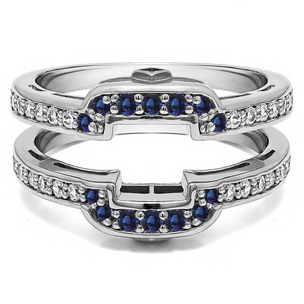 TwoBirch Ring Guards - .50 Ct. Sapphire and Diamond Square Halo Peek-a