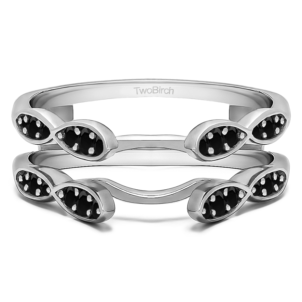 TwoBirch Ring Guards 0.32 Ct. Black Stone Shared Prong Cathedral