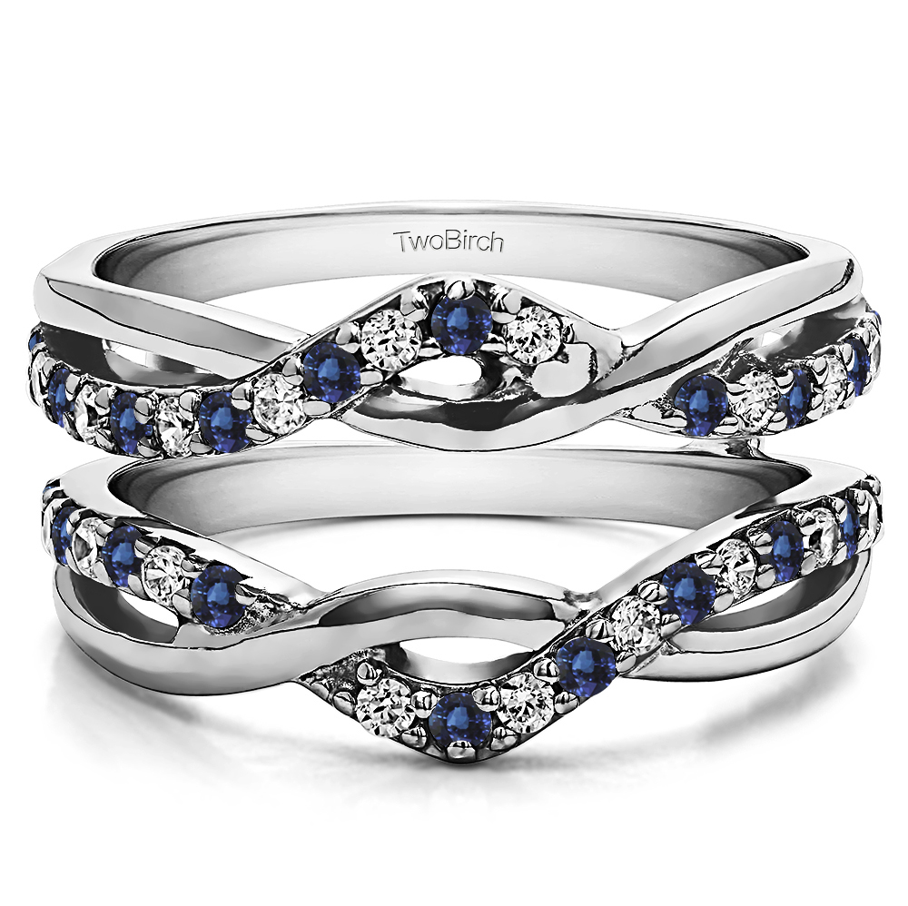 TwoBirch Ring Guards - 0.57 Ct. Sapphire and Diamond Criss Cross