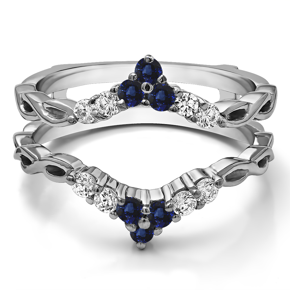 TwoBirch Ring Guards - 0.45 Ct. Sapphire and Diamond Infinity Chevron