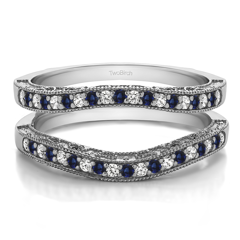 TwoBirch Ring Guards - 0.38 Ct. Sapphire and Diamond Contour Filigree