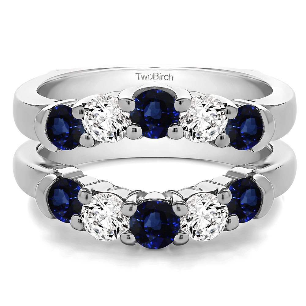 TwoBirch Ring Guards - 1.48 Ct. Sapphire and Diamond Classic Curved