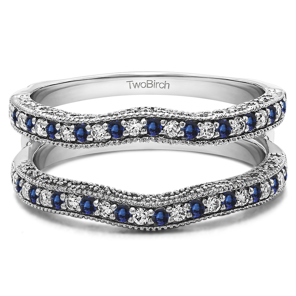 TwoBirch Ring Guards - 0.26 Ct. Sapphire and Diamond Contour Ring Guard