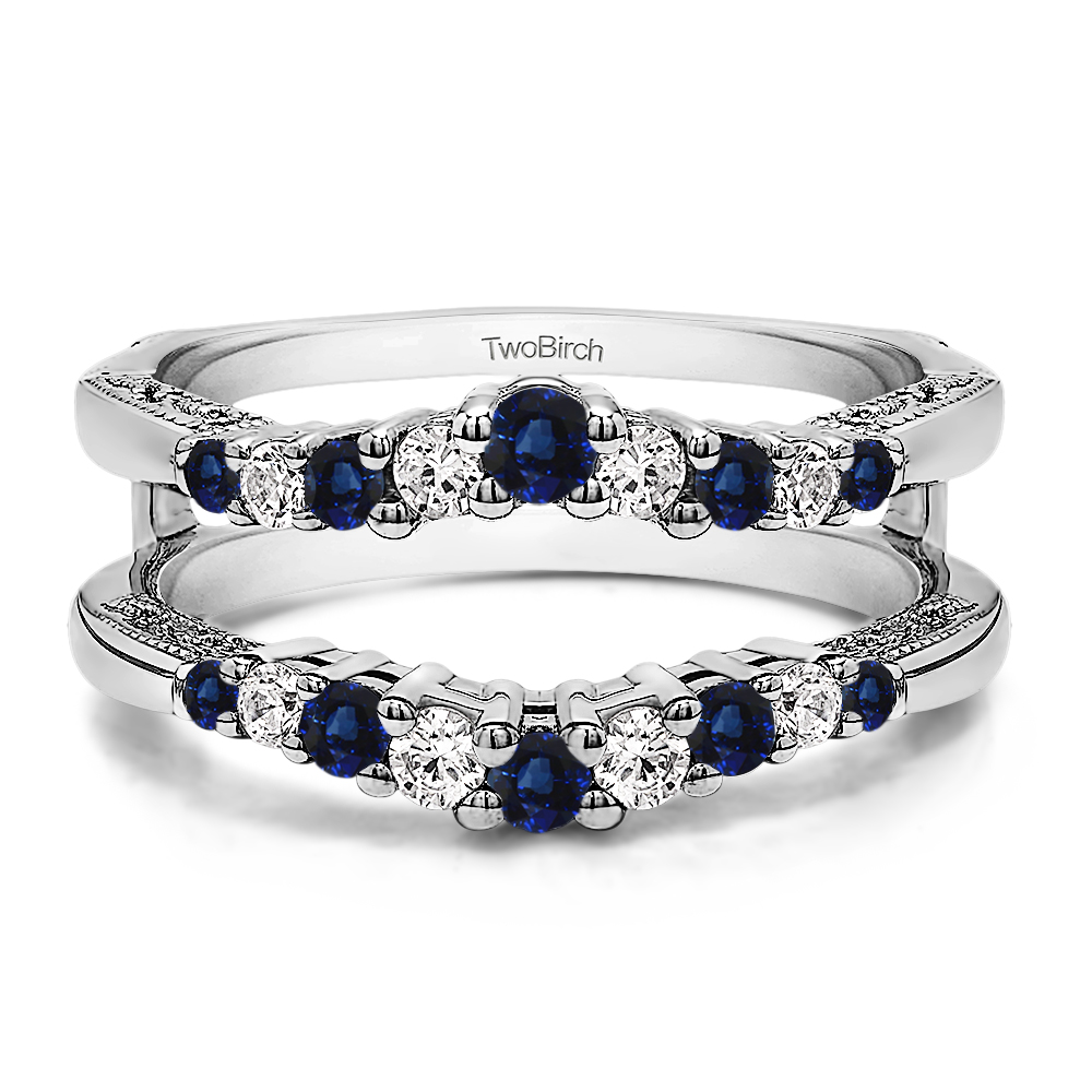 TwoBirch Ring Guards 0.71 Ct. Sapphire and Diamond Vintage Ring Guard