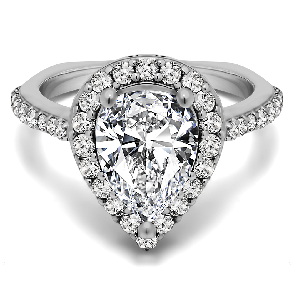 TwoBirch Fancy Shaped Engagement Rings - Traditional Pear Shaped Halo ...