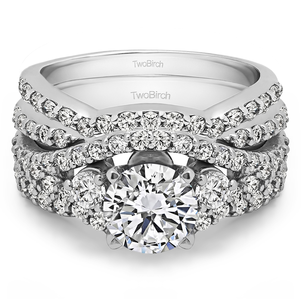 Three Stone Infinity Engagement Ring Bridal Set (2 Rings) (2.95 Ct. Twt ...