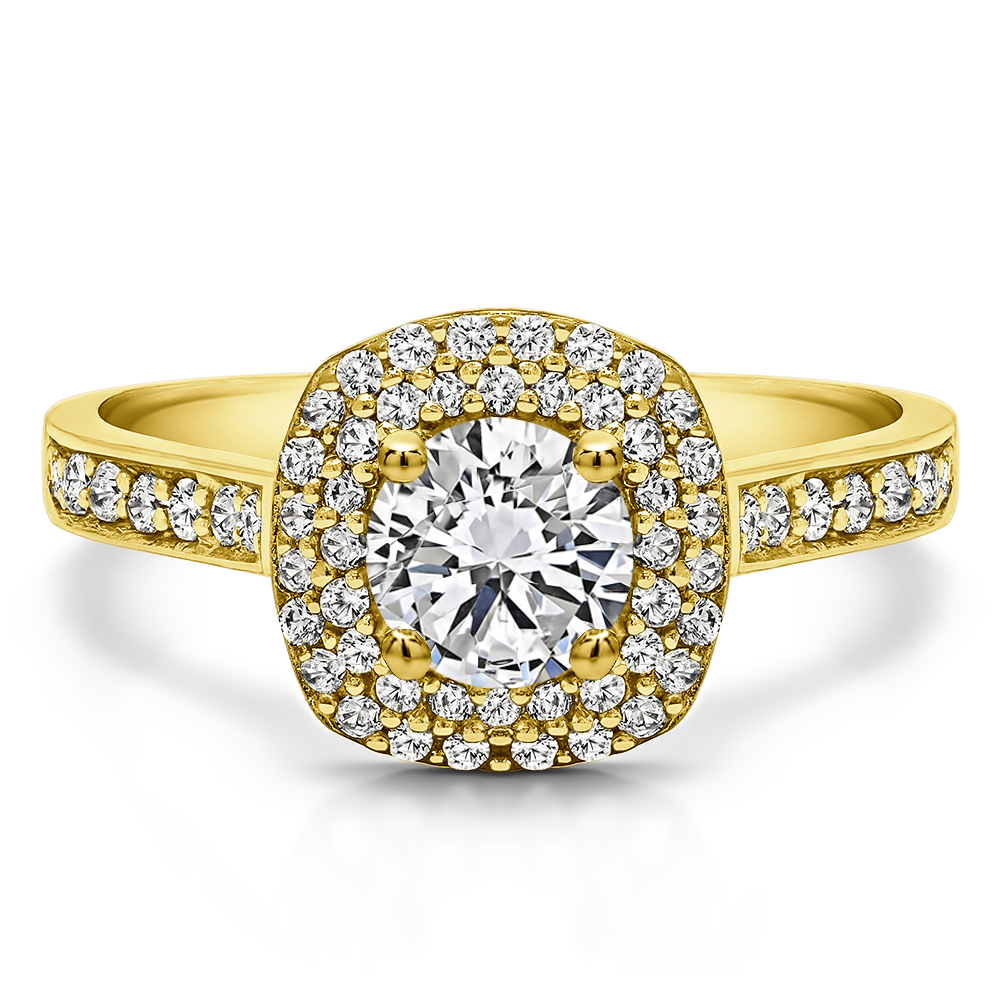 TwoBirch Engagement Ring - 1.2 Ct. Double Halo Round Cathedral ...