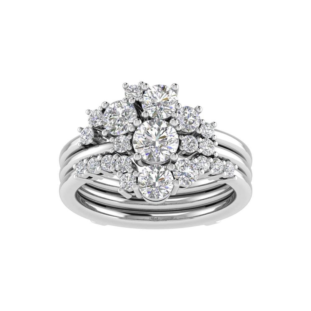 2 carat oval moissanite ring set with matching ring guard floral design