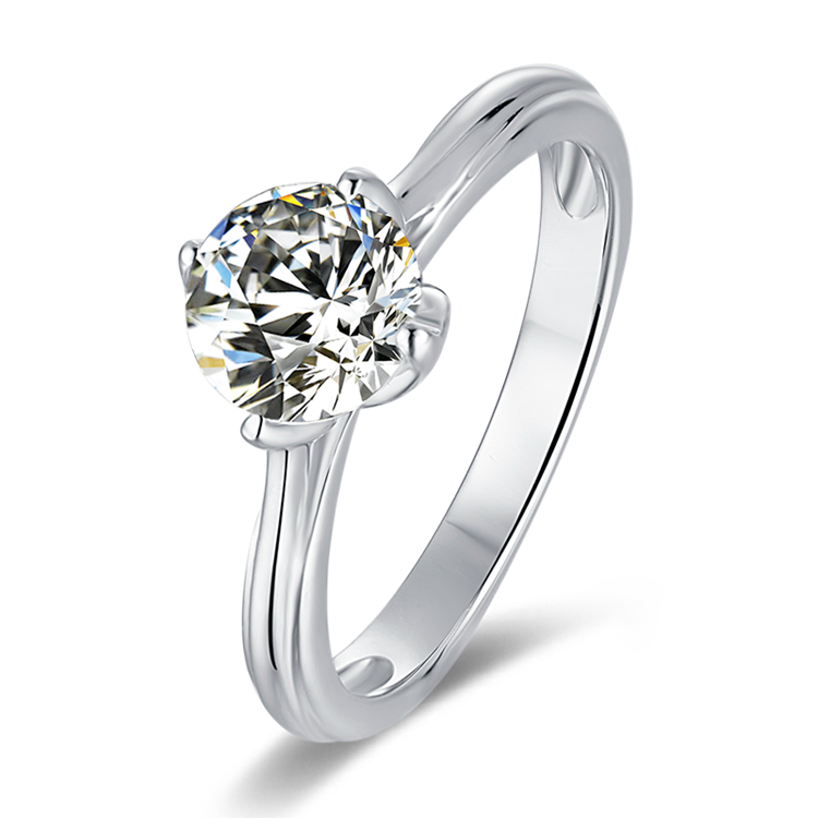 Tulip Set Round Cut Solitaire Accent Engagement Ring shops 2CT Moissanite Sterling Silver White Gold Plated Ring